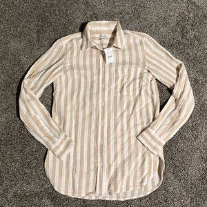 NWT J. Crew Cotton Gauze Beige and White Striped Shirt